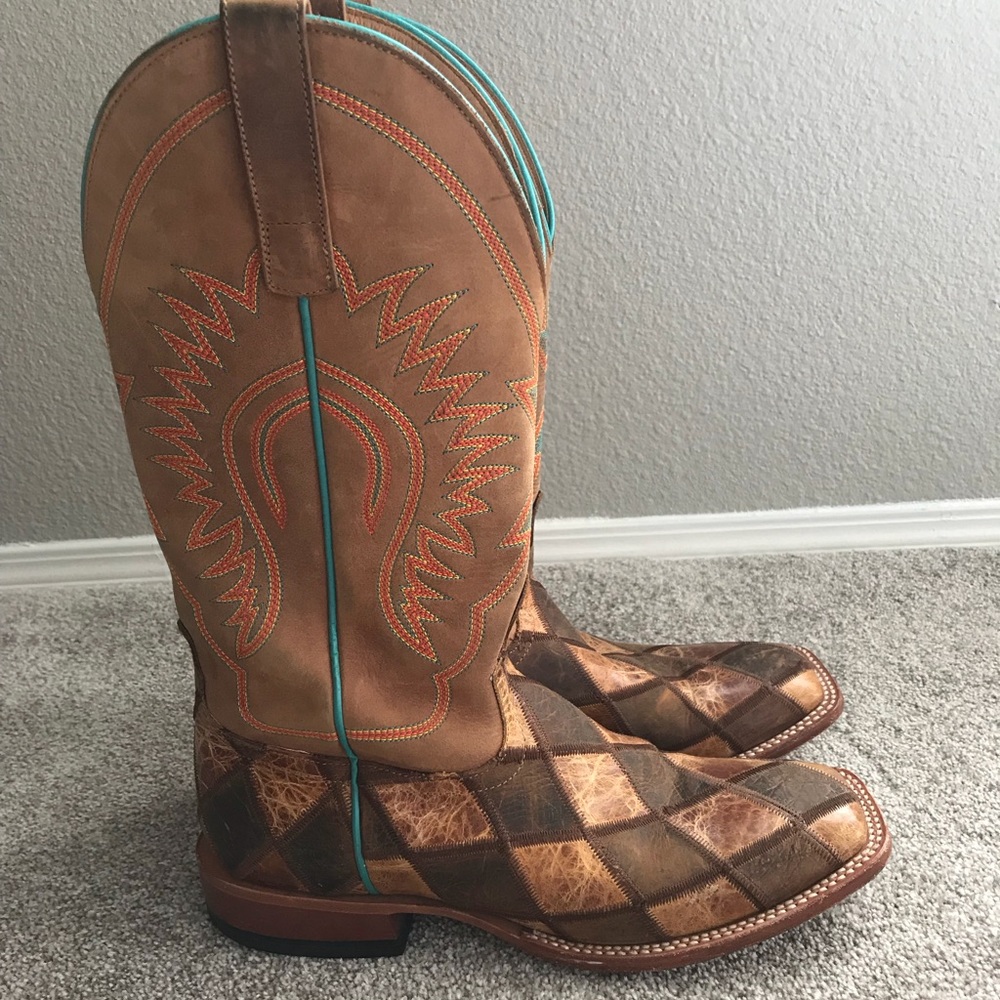 Men’s square toe patchwork boots